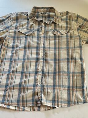 O'Neill Men's Short-Sleeve Plaid Button-Down Shirt - Blue, Tan & Cream